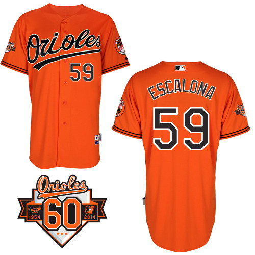 Edgmer Escalona #59 MLB Jersey-Baltimore Orioles Men's Authentic Alternate Orange Cool Base Baseball Jersey